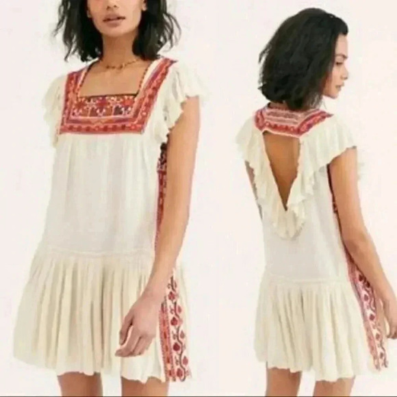 COPY - Free People Day Glow Mini Dress embroidered detail - Picture 3 of 5